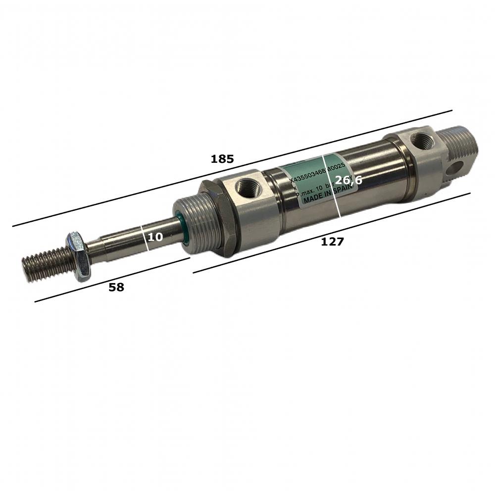 Cilindro de acero inoxidable de 25 mm con dimensiones Cilindro de acero inoxidable Variomix de 25 mm